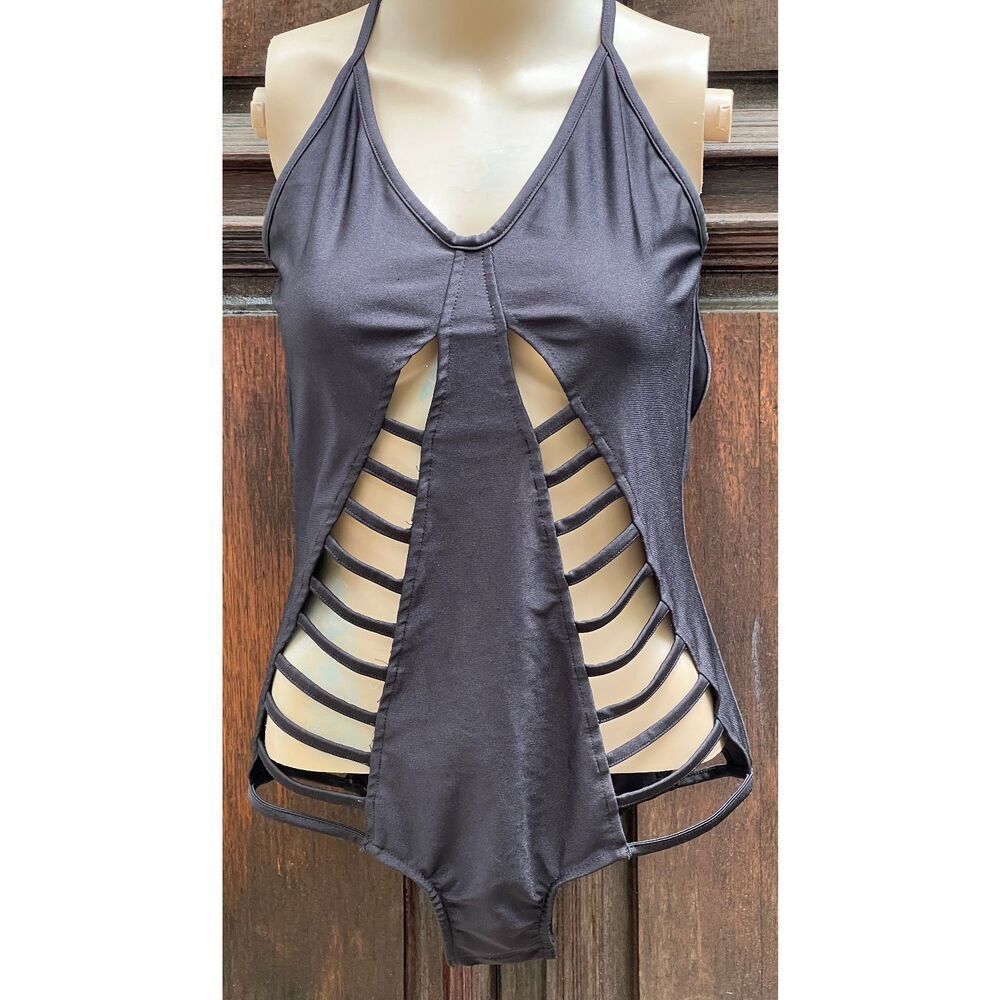 Burning Man Festival Black Ladder Cut Out Body Suit Size L Well Made